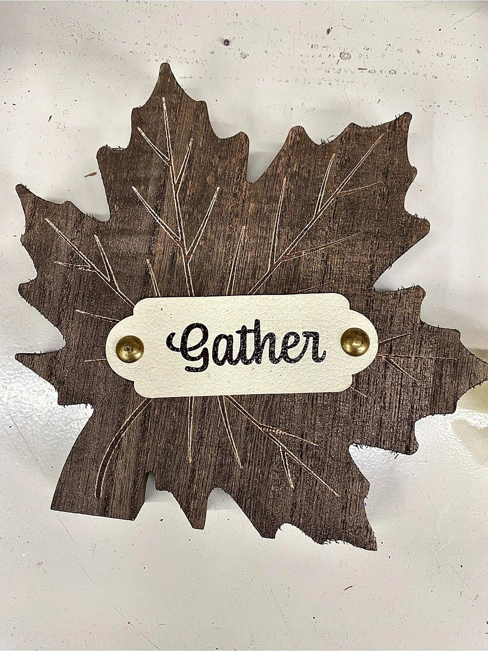 Greenbriar International Gather Tabletop Decor Brown Leaf NWT